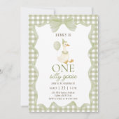 Gingham One Silly Goose 1st Birthday Invitation Einladung (Vorderseite)