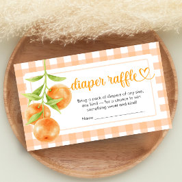 Gingham Orange Baby Shower Diaper Raffle Begleitkarte