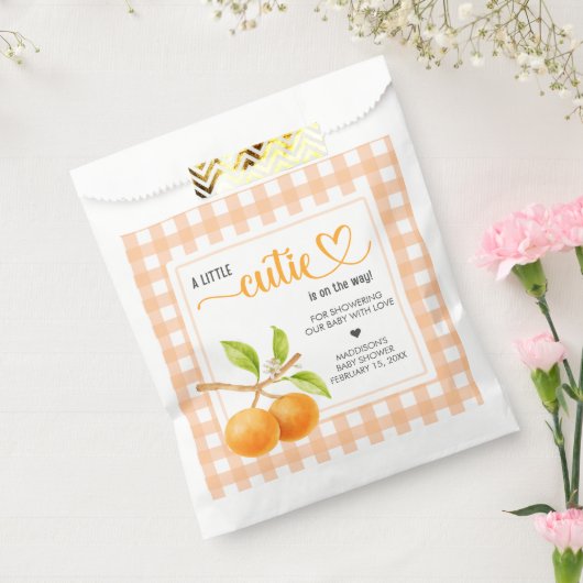 Gingham Orange Baby Shower Geschenktütchen (Versiegelt)
