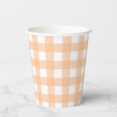 Gingham Orange Baby Shower Pappbecher (Rückseite)