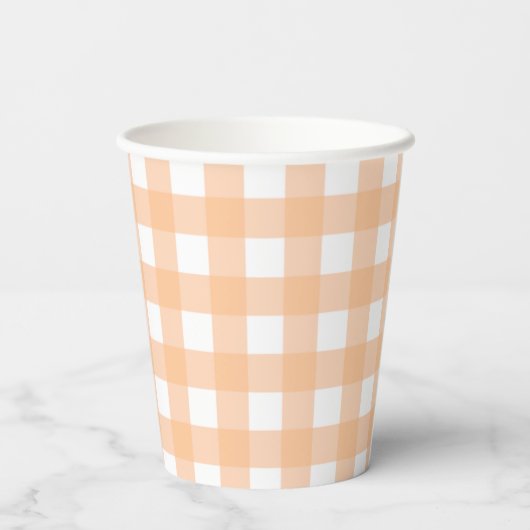 Gingham Orange Baby Shower Pappbecher (Rückseite)
