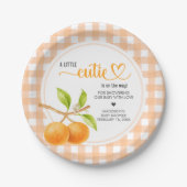 Gingham Orange Baby Shower Pappteller (Vorderseite)