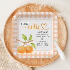 Gingham Orange Baby Shower Pappteller