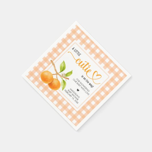 Gingham Orange Baby Shower Serviette (Ecke)