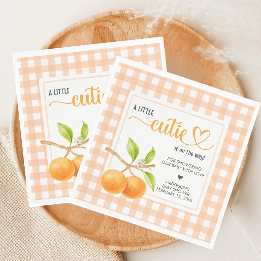 Gingham Orange Baby Shower Serviette