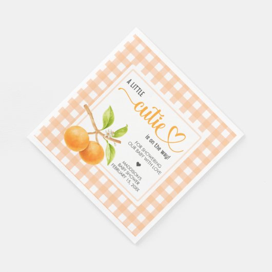 Gingham Orange Baby Shower Serviette (Ecke)