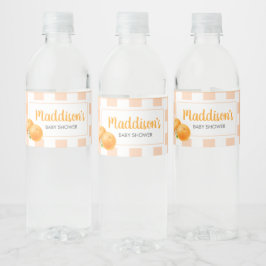 Gingham Orange Baby Shower Wasserflaschenetikett
