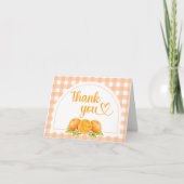 Gingham Orange Babyparty Dankeskarte (Vorderseite)