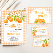 Gingham Orange Babyparty Einladung