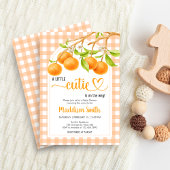 Gingham Orange Babyparty Einladung