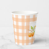 Gingham Orange Babyparty Pappbecher (Rechts)