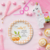 Gingham Orange Babyparty Pappteller (Party)
