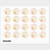 Gingham Orange Babyparty Runder Aufkleber (Blatt)
