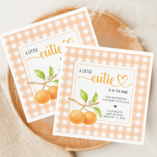 Gingham Orange Babyparty Serviette