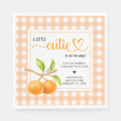 Gingham Orange Babyparty Serviette (Vorderseite)