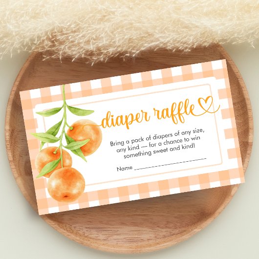 Gingham Orange Babyparty-Windel-Raffel Begleitkarte