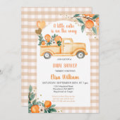 Gingham Orange Citrus Little Süsse Baby Shower Einladung (Vorne/Hinten)