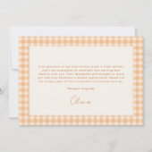 Gingham Orange Little Cutie Baby Shower Dankeskarte (Rückseite)