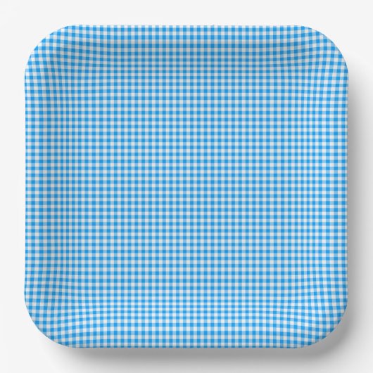 Gingham Pastel Blue-White-PAPER PARTY TELLER (Vorderseite)