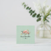 Gingham Pastel Business Card Quadratische Visitenkarte (Stehend Vorderseite)