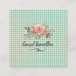 Gingham Pastel Business Card Quadratische Visitenkarte