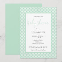 Gingham Pastel Mint Gender Neutral Baby Dusche