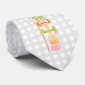 Gingham Pastel Nutcracker Monogram Krawatte (Gerollt)