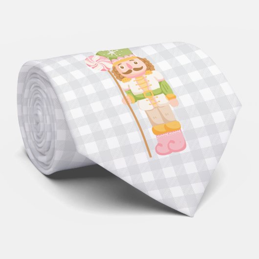 Gingham Pastel Nutcracker Monogram Krawatte (Gerollt)