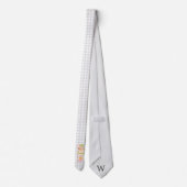 Gingham-Pastell-Nussknacker-Monogramm Krawatte (Rückseite)