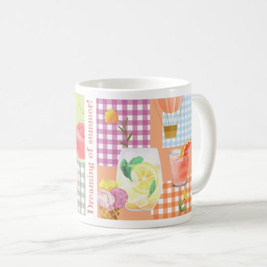 Gingham Patchwork Dreaming of Summer Kaffeetasse (VorderseiteRechts)