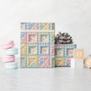 Gingham-Patchwork-Quilt-Muster Geschenkpapier