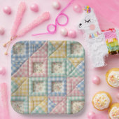 Gingham-Patchwork-Quilt-Muster Pappteller (Party)