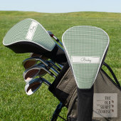 Gingham Pattern auf Grün mit Namen Golf Headcover