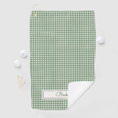 Gingham Pattern auf Grün mit Namen Golfhandtuch (Insitu)
