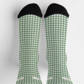 Gingham Pattern auf Grün mit Namen Socken (Oben)