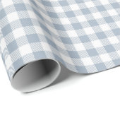 Gingham Pattern Coastal Checkered White Muted Blue Geschenkpapier (Rolleneckpunkt)