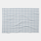 Gingham Pattern Coastal Checkered White Muted Blue Geschirrtuch (Horizontal)