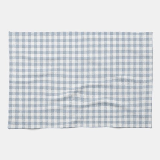 Gingham Pattern Coastal Checkered White Muted Blue Geschirrtuch (Horizontal)