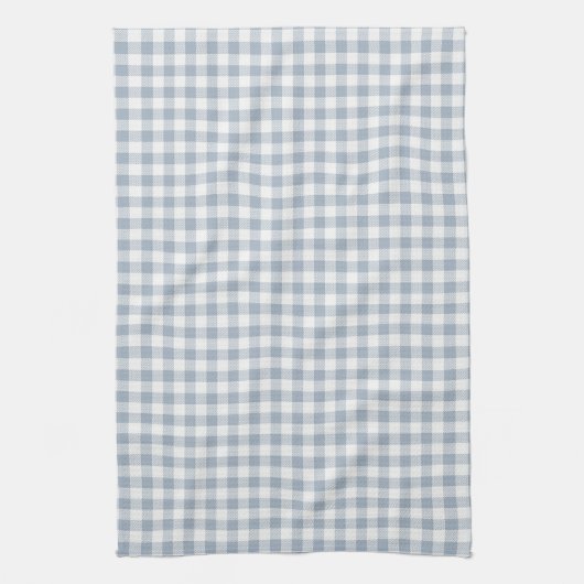 Gingham Pattern Coastal Checkered White Muted Blue Geschirrtuch (Vertikal)
