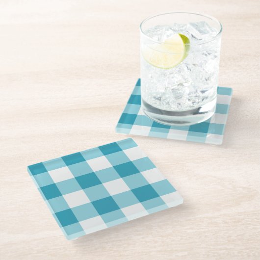 Gingham Pattern Glasuntersetzer (Schrägansicht)