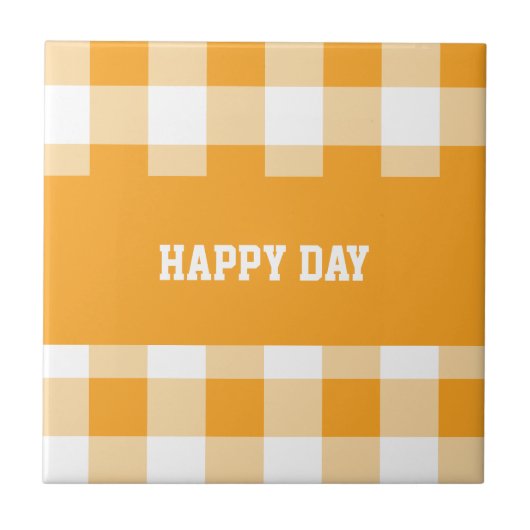 Gingham Pattern Happy Day Fliese (Vorderseite)