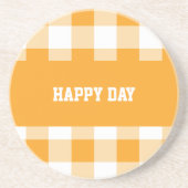 Gingham Pattern Happy Day Getränkeuntersetzer (Vorne)