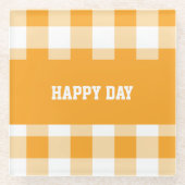 Gingham Pattern Happy Day Glasuntersetzer (Vorderseite)