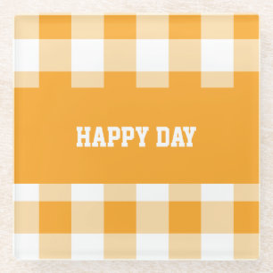 Gingham Pattern Happy Day Glasuntersetzer