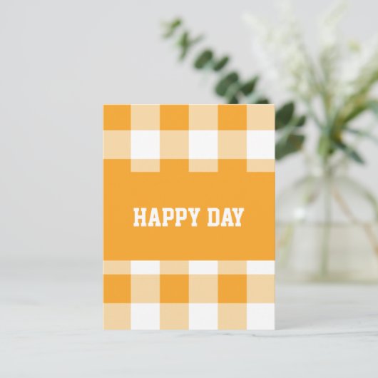 Gingham Pattern Happy Day Postkarte (Stehend Vorderseite)