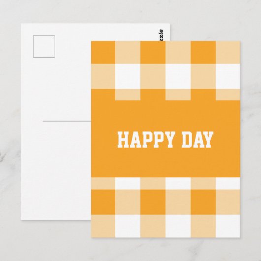 Gingham Pattern Happy Day Postkarte (Vorne/Hinten)