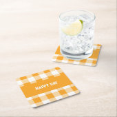 Gingham Pattern Happy Day Rechteckiger Pappuntersetzer (Vor Ort)