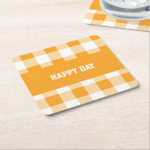 Gingham Pattern Happy Day Rechteckiger Pappuntersetzer (angewinkelt)