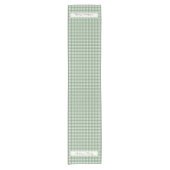 Gingham Pattern in Green with double Family Name Kurzer Tischläufer (Vorderseite)