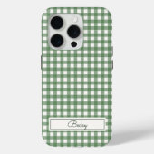Gingham Pattern in Green with Name Case-Mate iPhone Hülle (Rückseite)